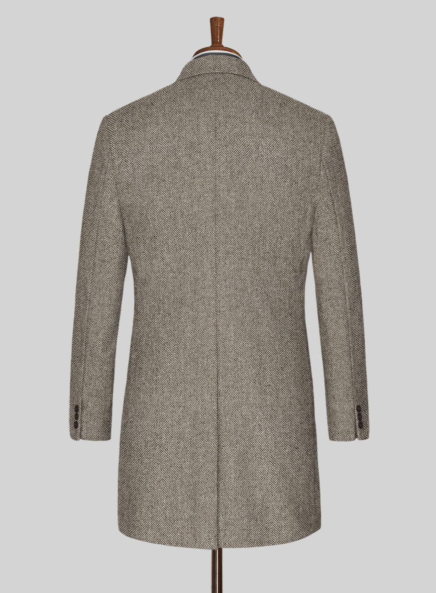 Vintage Herringbone Brown Tweed Overcoat - StudioSuits