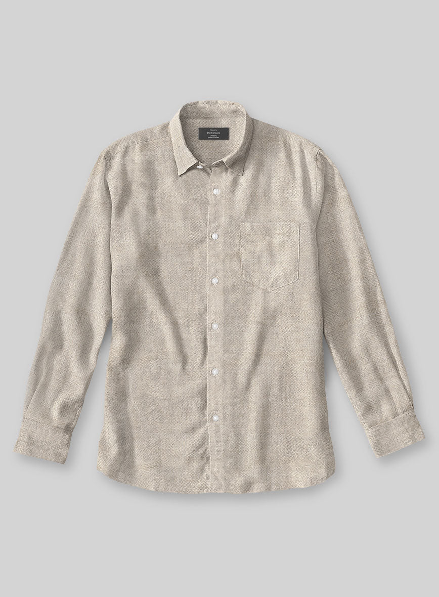 Washed Dark Beige Linen Shirt - StudioSuits