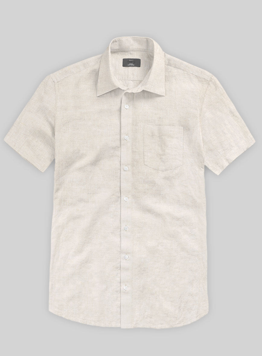 Washed Light Beige Linen Shirt - StudioSuits