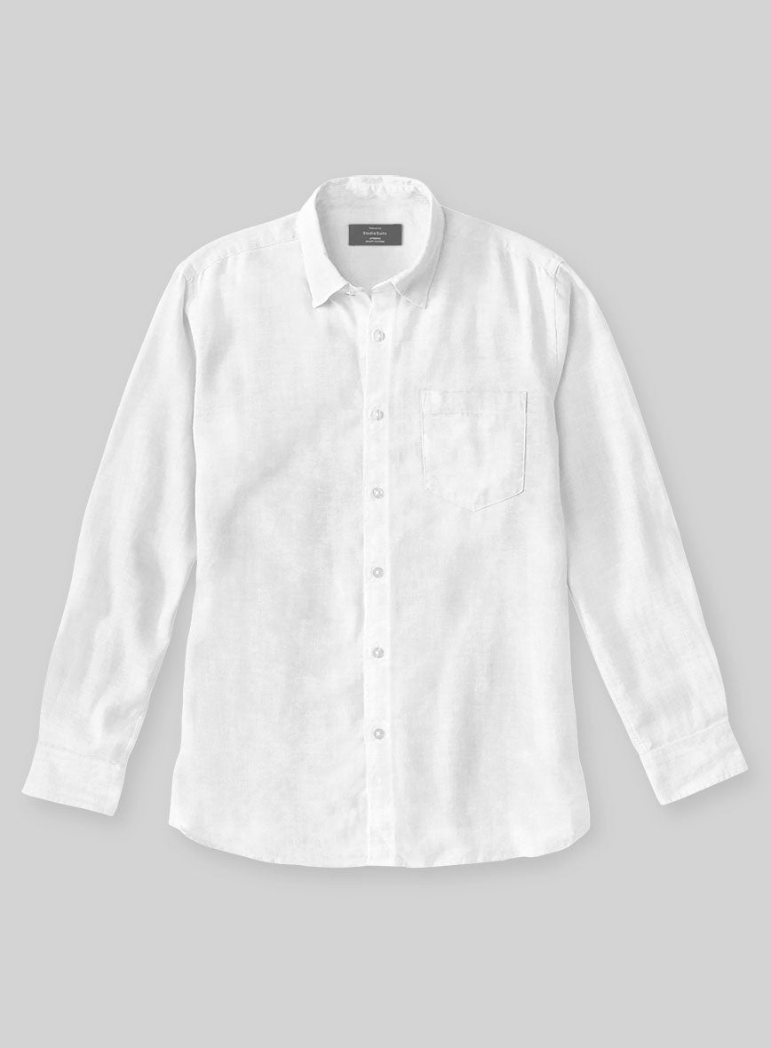 Washed White Linen Shirt - StudioSuits