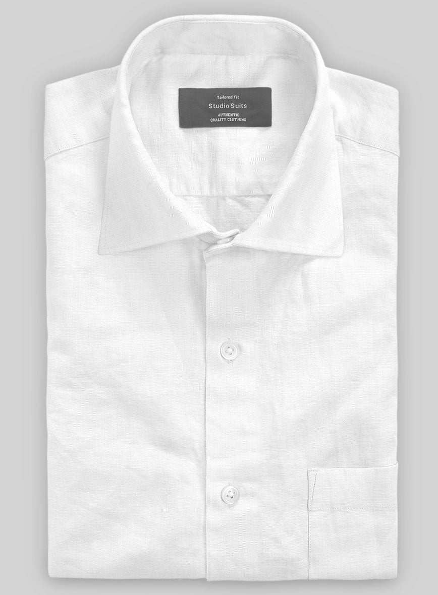 Washed White Linen Shirt - StudioSuits