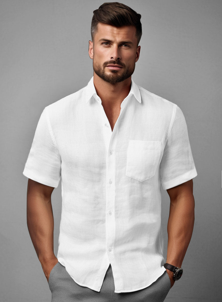 Washed White Linen Shirt - StudioSuits