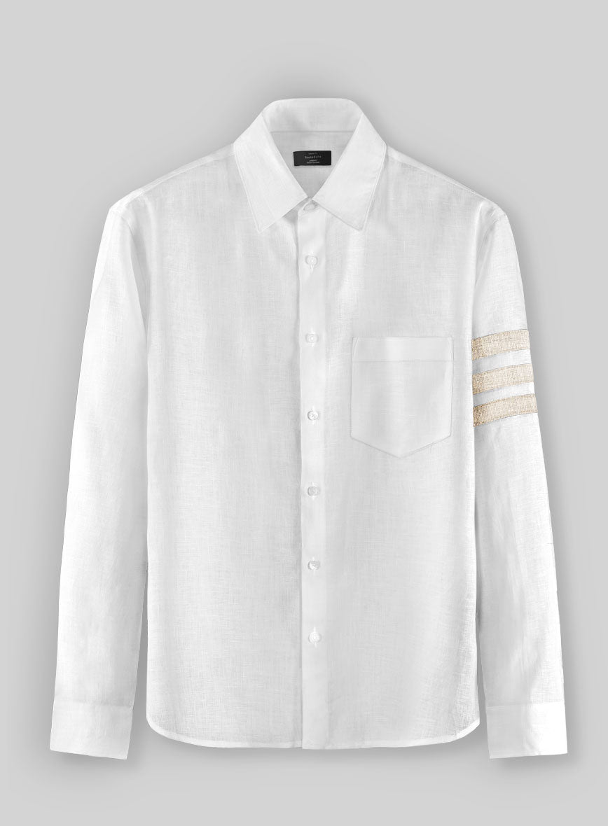 White And Light Beige Linen Shirt - StudioSuits