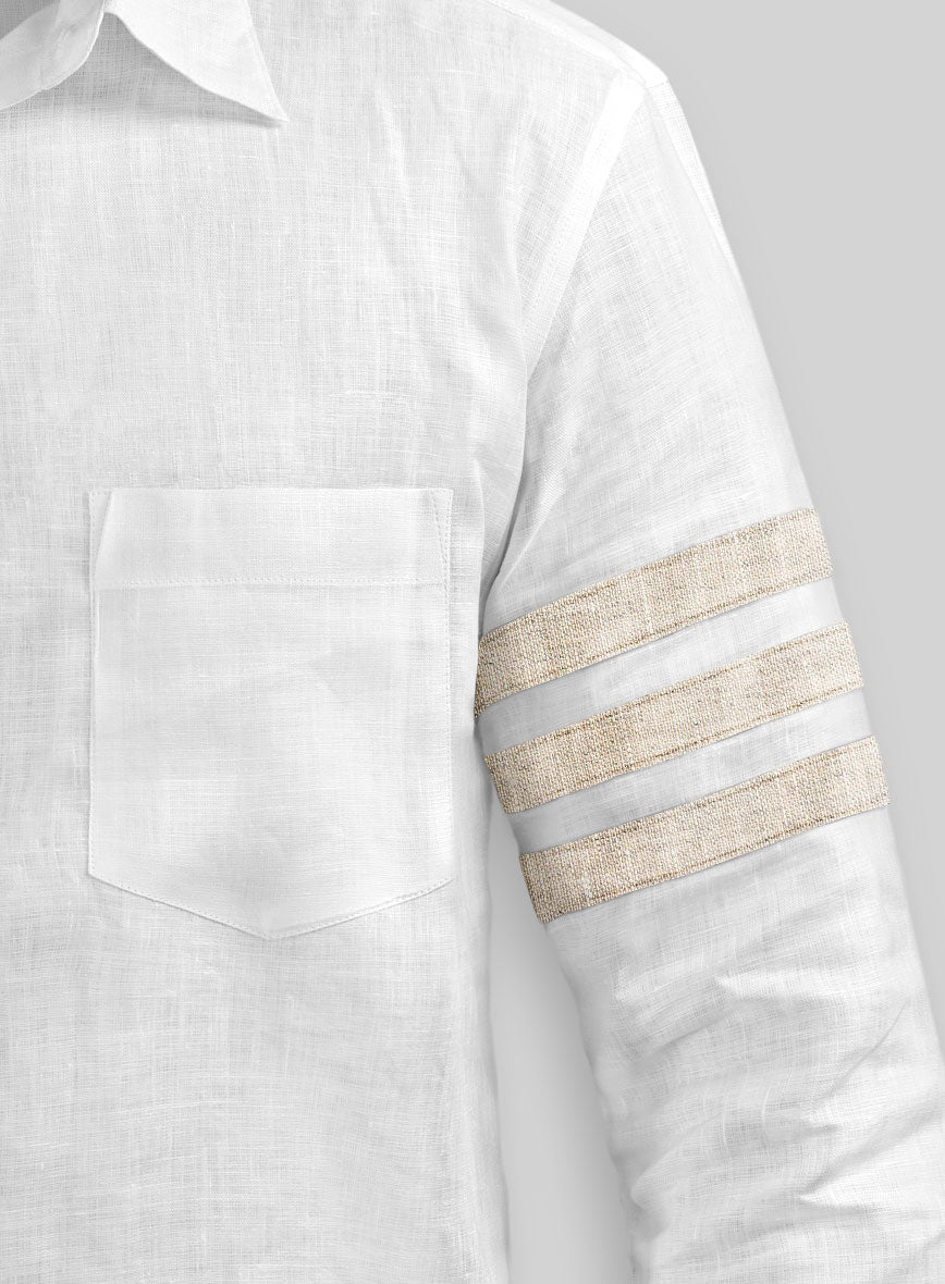 White And Light Beige Linen Shirt - StudioSuits