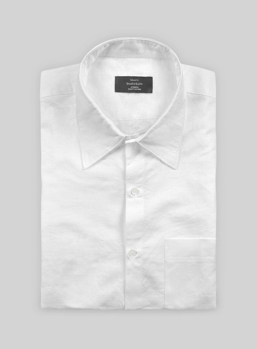 White Cotton Linen shirt - StudioSuits