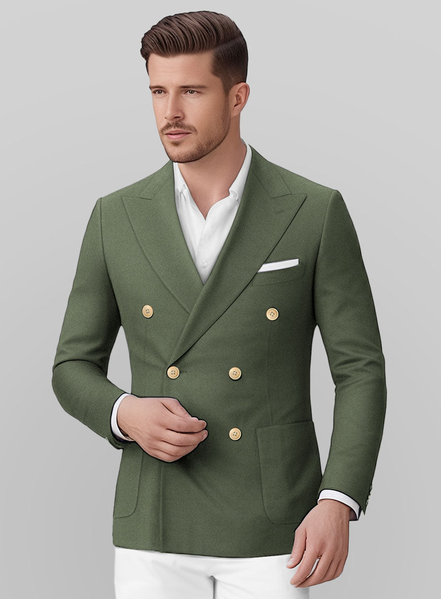 White Olive Green Cotton Suit - StudioSuits