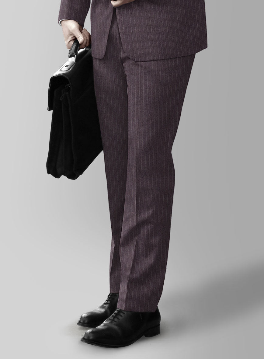 Wine Pinstripe Pants - StudioSuits