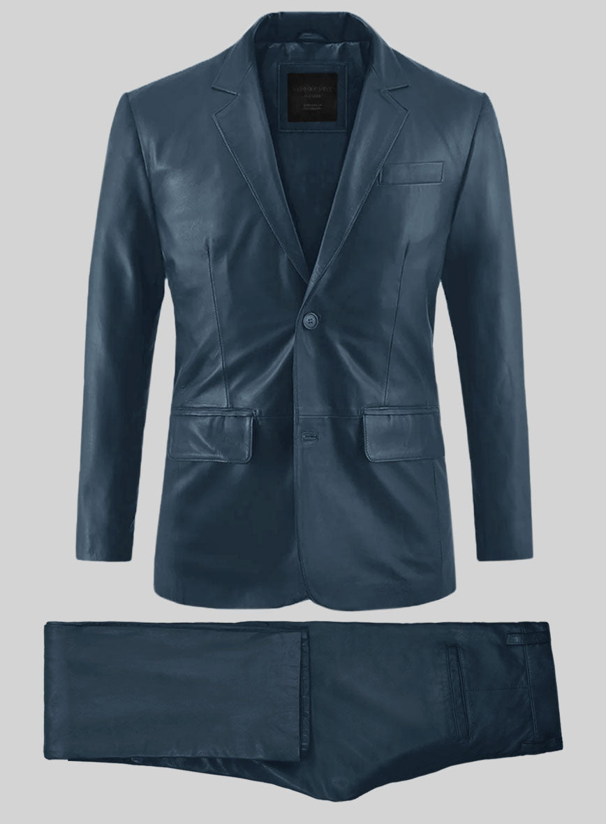 Winsor Blue Leather Suit - StudioSuits