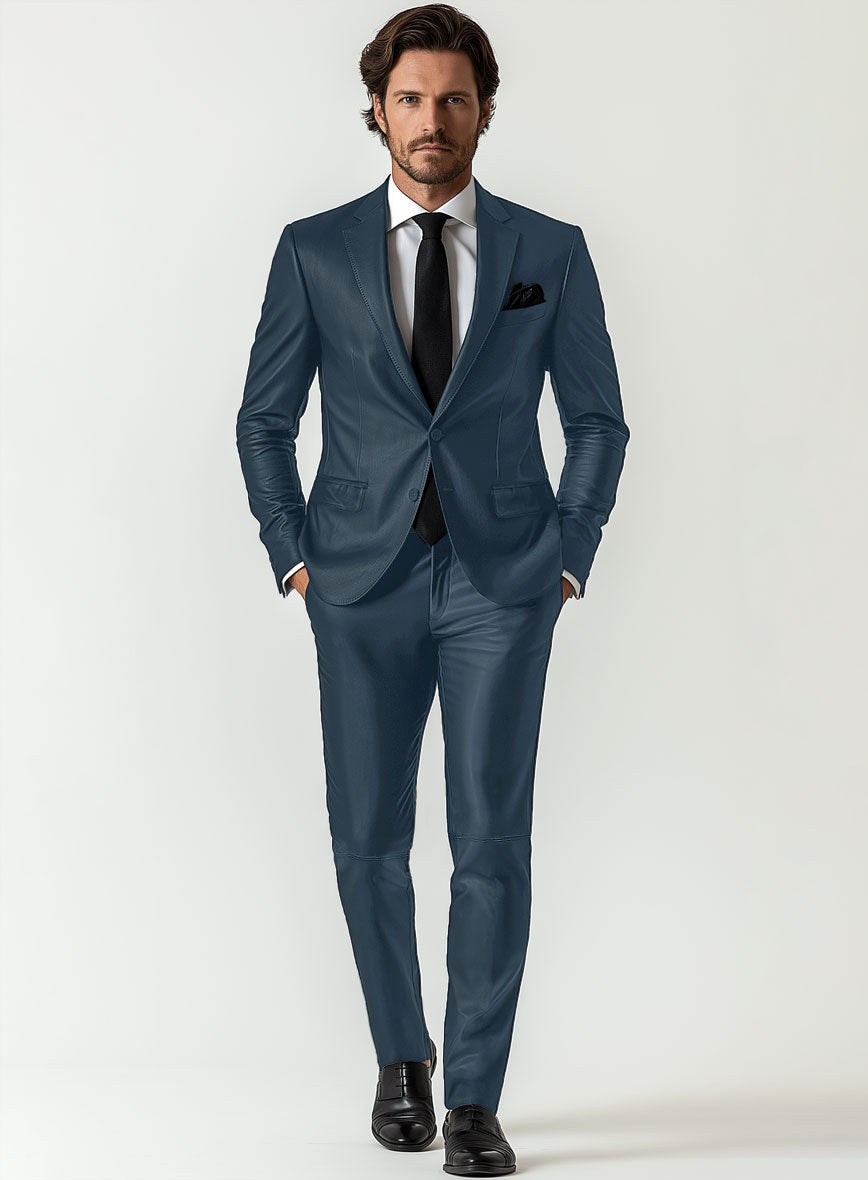 Winsor Blue Leather Suit - StudioSuits