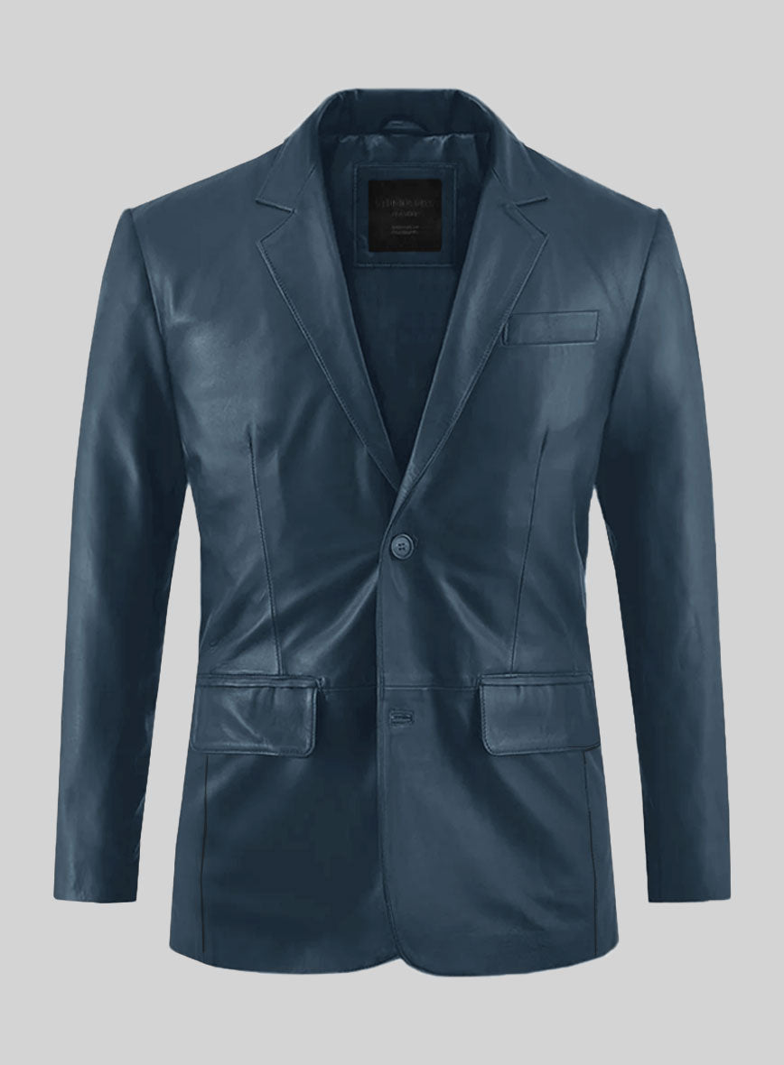 Winsor Blue Leather Suit - StudioSuits