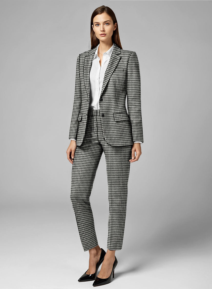 Women's Big Houndstooth BW Tweed Suit