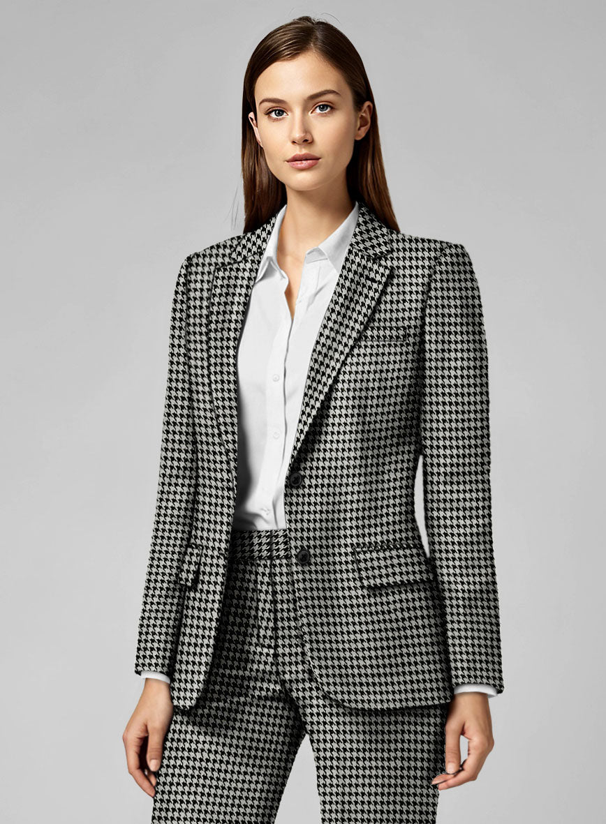 Women's Big Houndstooth BW Tweed Suit