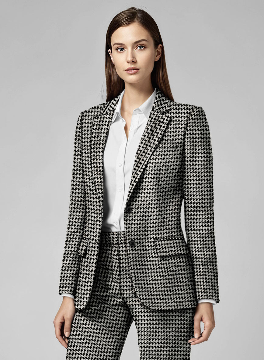 Women's Big Houndstooth BW Tweed Jacket - StudioSuits