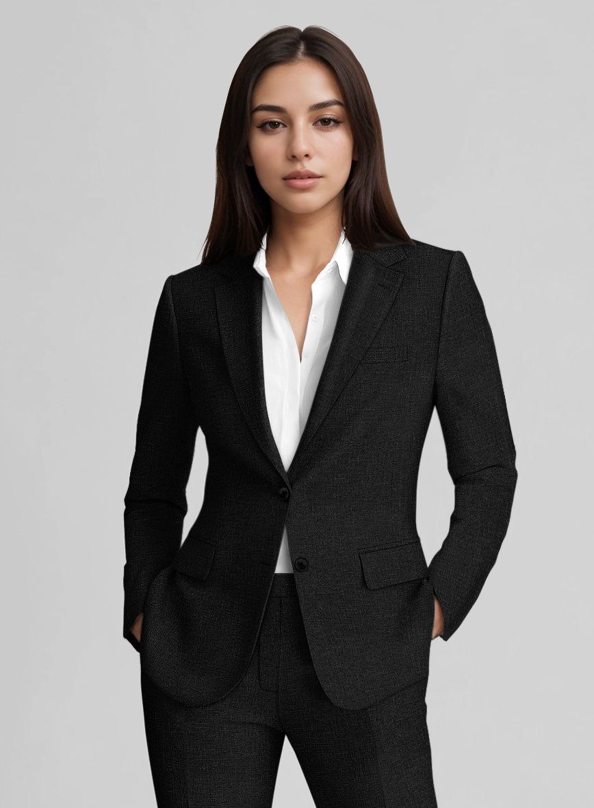 Women's Black Linen Jacket - StudioSuits