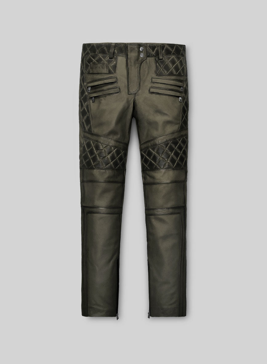 Women's Celestine Burnt Olive Leather Pants