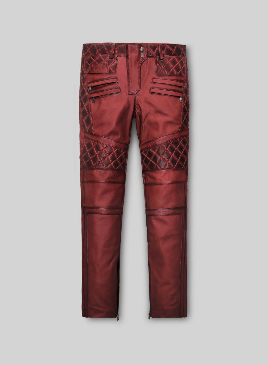 Women's Celestine Burnt Red Leather Pants - StudioSuits