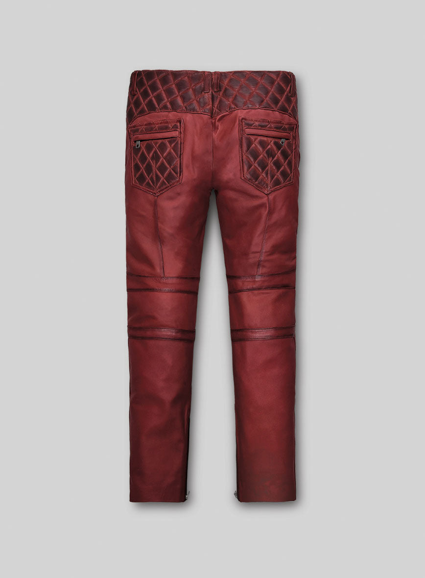 Women's Celestine Burnt Red Leather Pants - StudioSuits