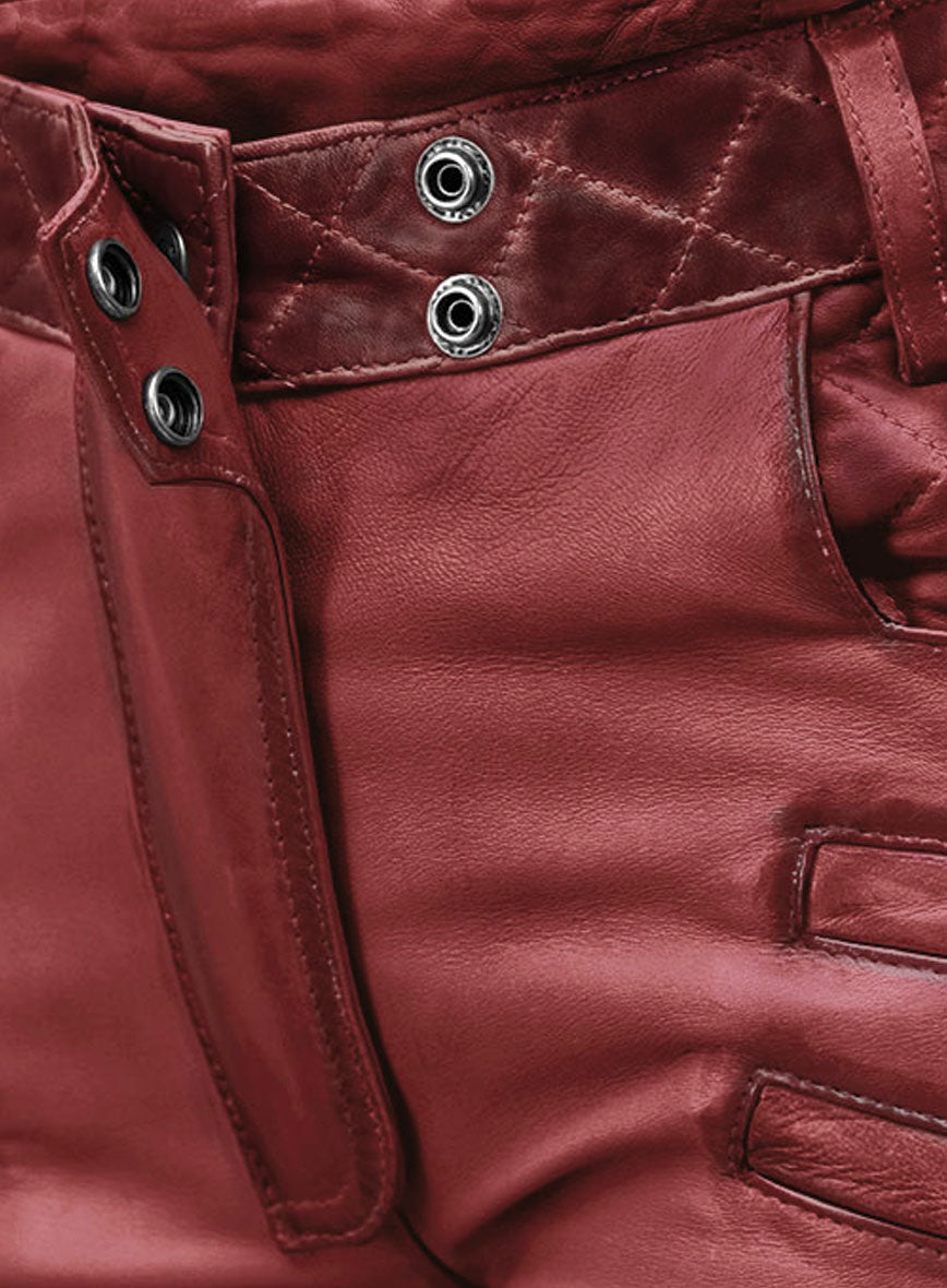 Women's Celestine Burnt Red Leather Pants - StudioSuits