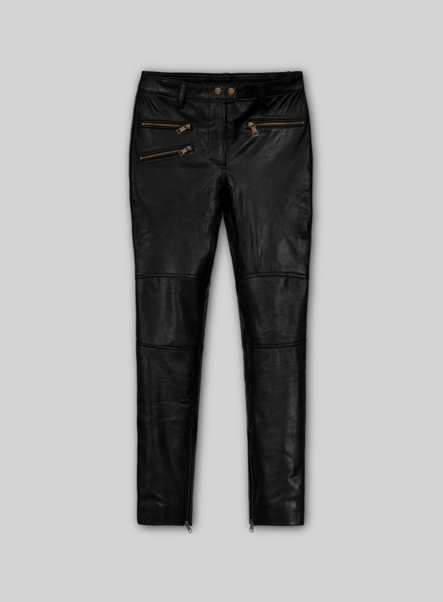 Women's Leather Biker Jeans Style