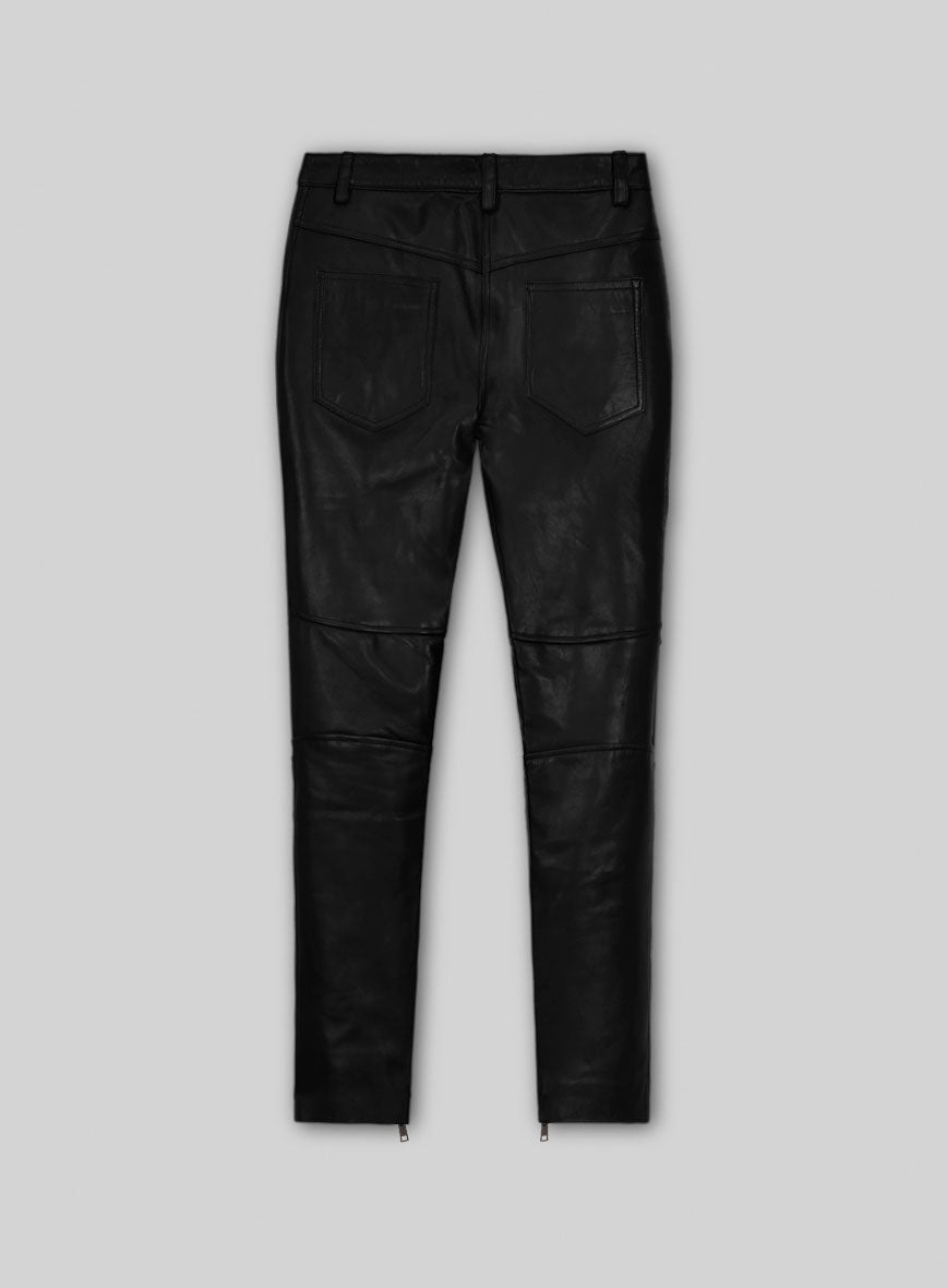 Women's Leather Biker Jeans Style