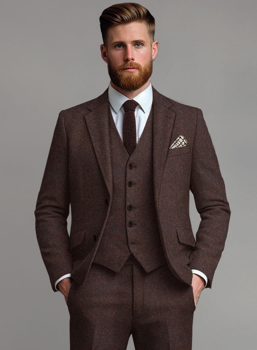 Woodland Brown Heavy Tweed Jacket - StudioSuits