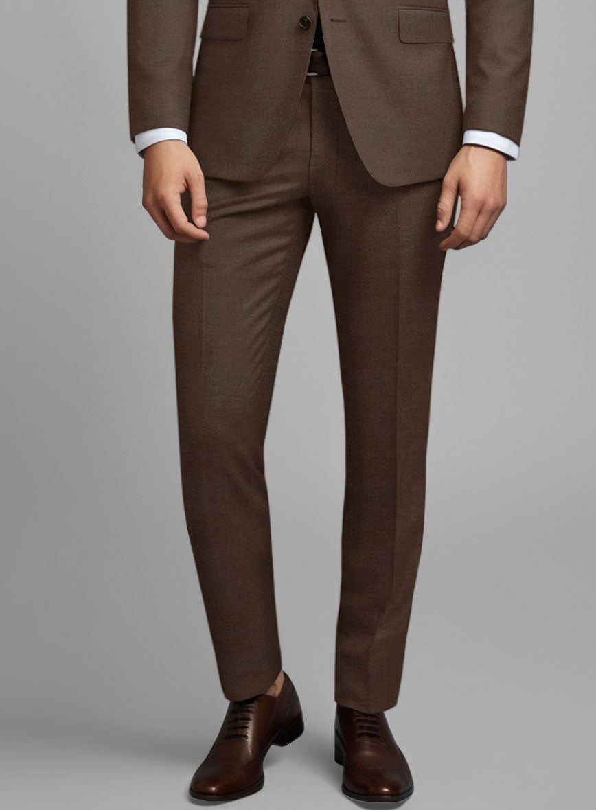 Worsted Brown Wool Pants - StudioSuits