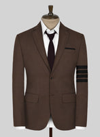 Worsted Brown Wool Black Bar Jacket - StudioSuits