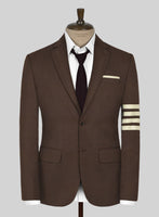 Worsted Brown Wool Ivory Bar Jacket - StudioSuits