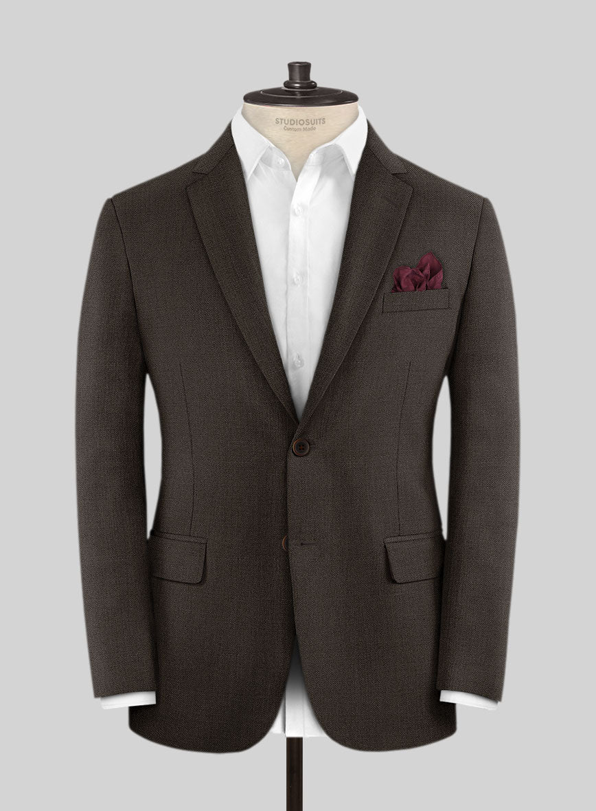 Worsted Dark Brown Wool Suit - StudioSuits