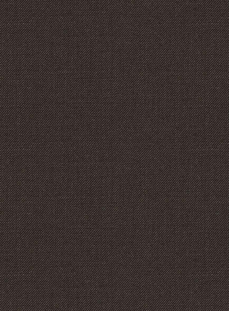 Worsted Dark Brown Wool Suit - StudioSuits