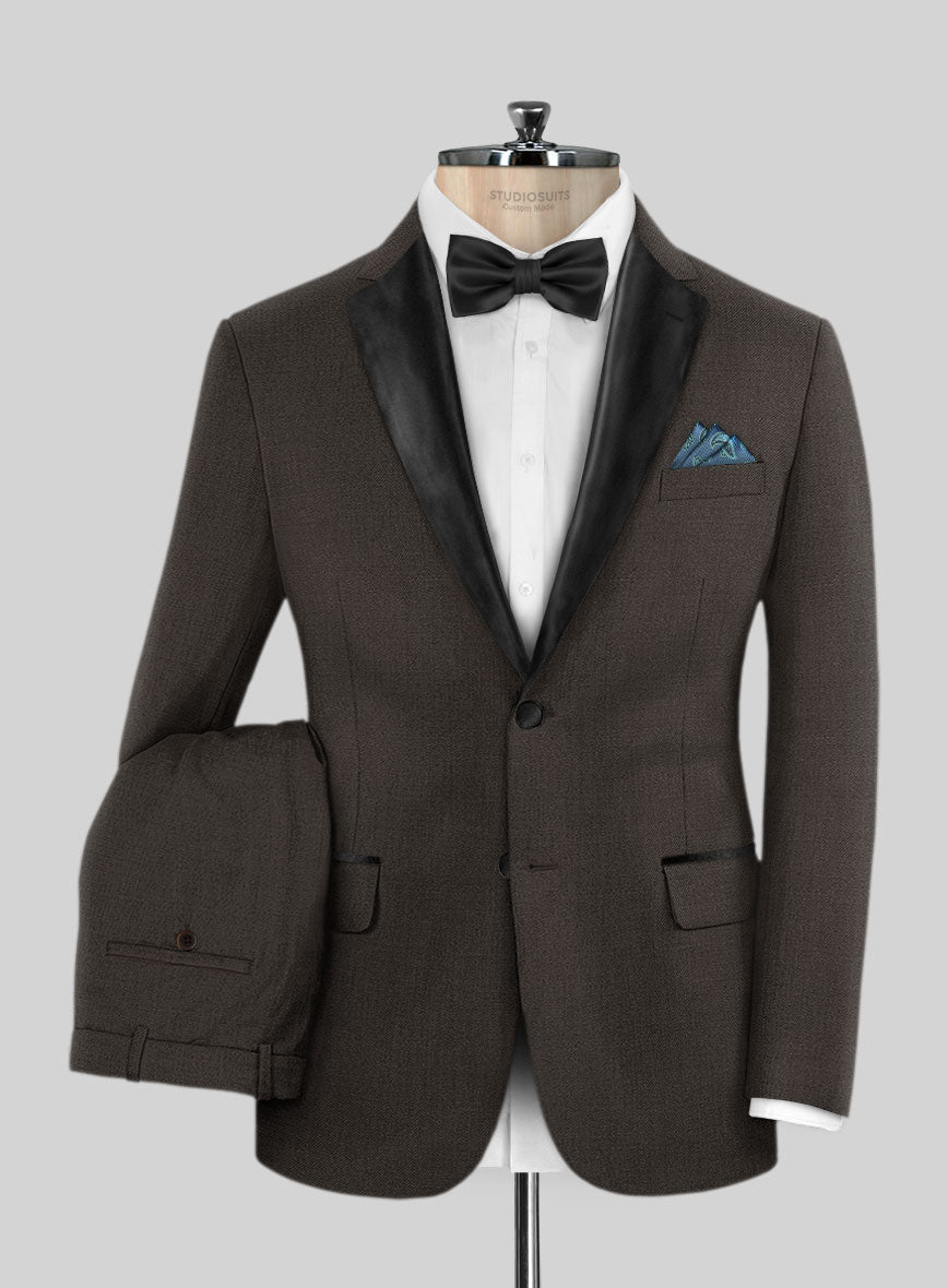 Worsted Dark Brown Wool Tuxedo Suit – StudioSuits