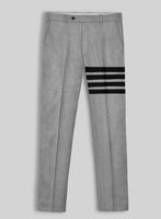 Worsted Light Gray Wool Black Bar Trouser - StudioSuits