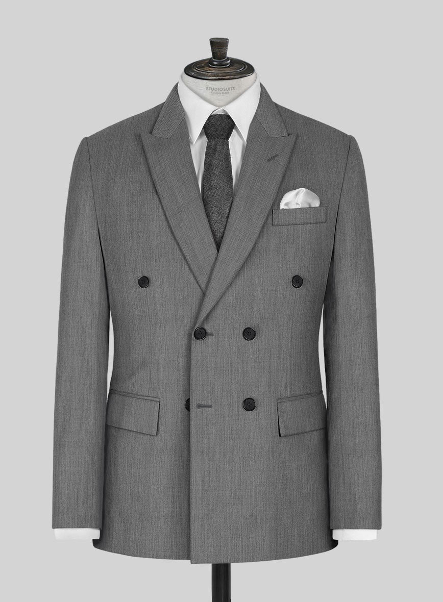 Worsted Mid Charcoal Wool Jacket - StudioSuits