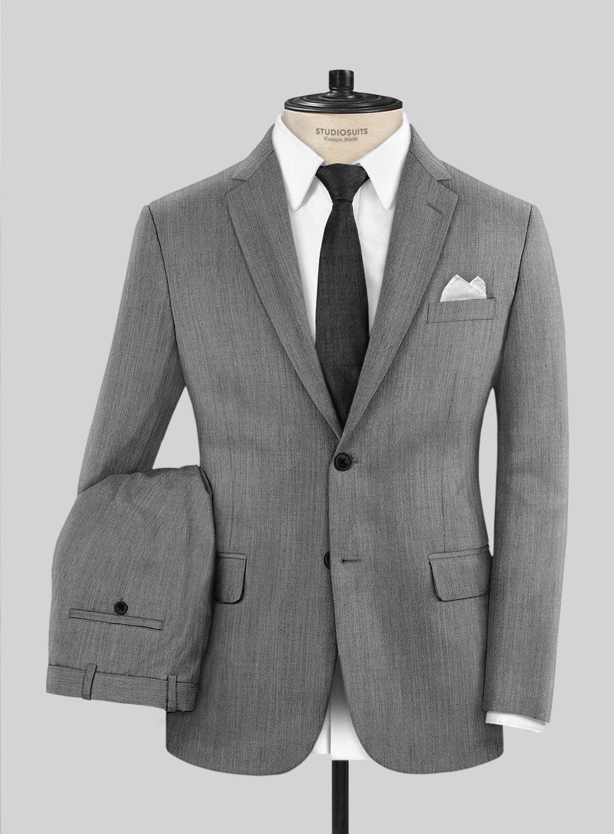 Worsted Mid Charcoal Wool Suit - StudioSuits