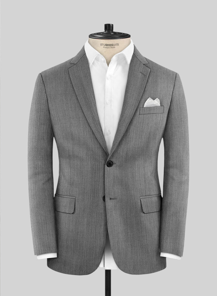 Worsted Mid Charcoal Wool Suit - StudioSuits