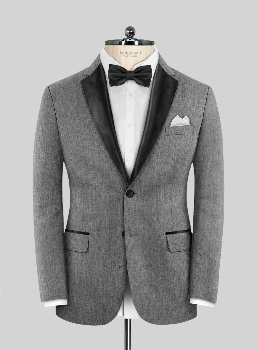 Worsted Mid Charcoal Wool Tuxedo Suit - StudioSuits