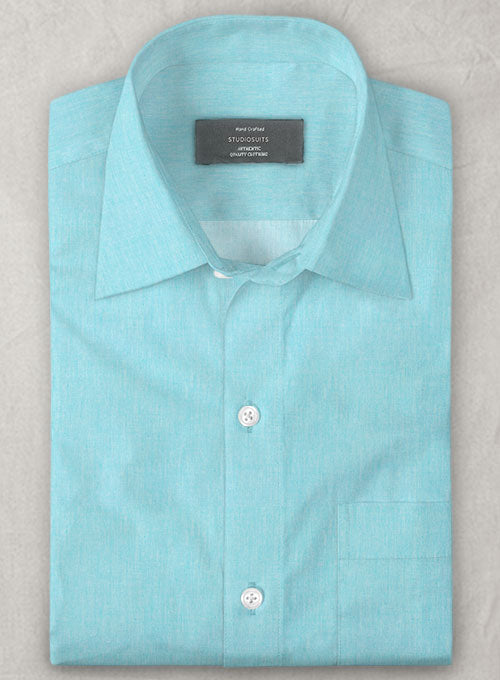 Aqua Blue Luxury Twill Shirt - StudioSuits