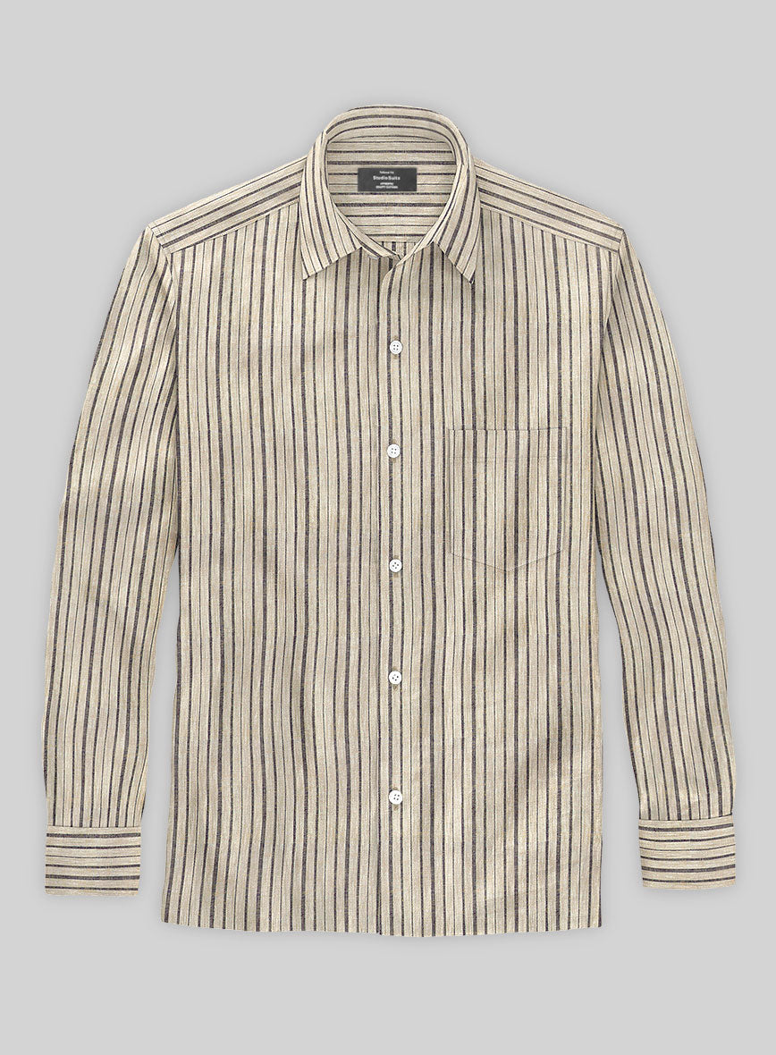 Beige Stripe Linen Shirt – StudioSuits