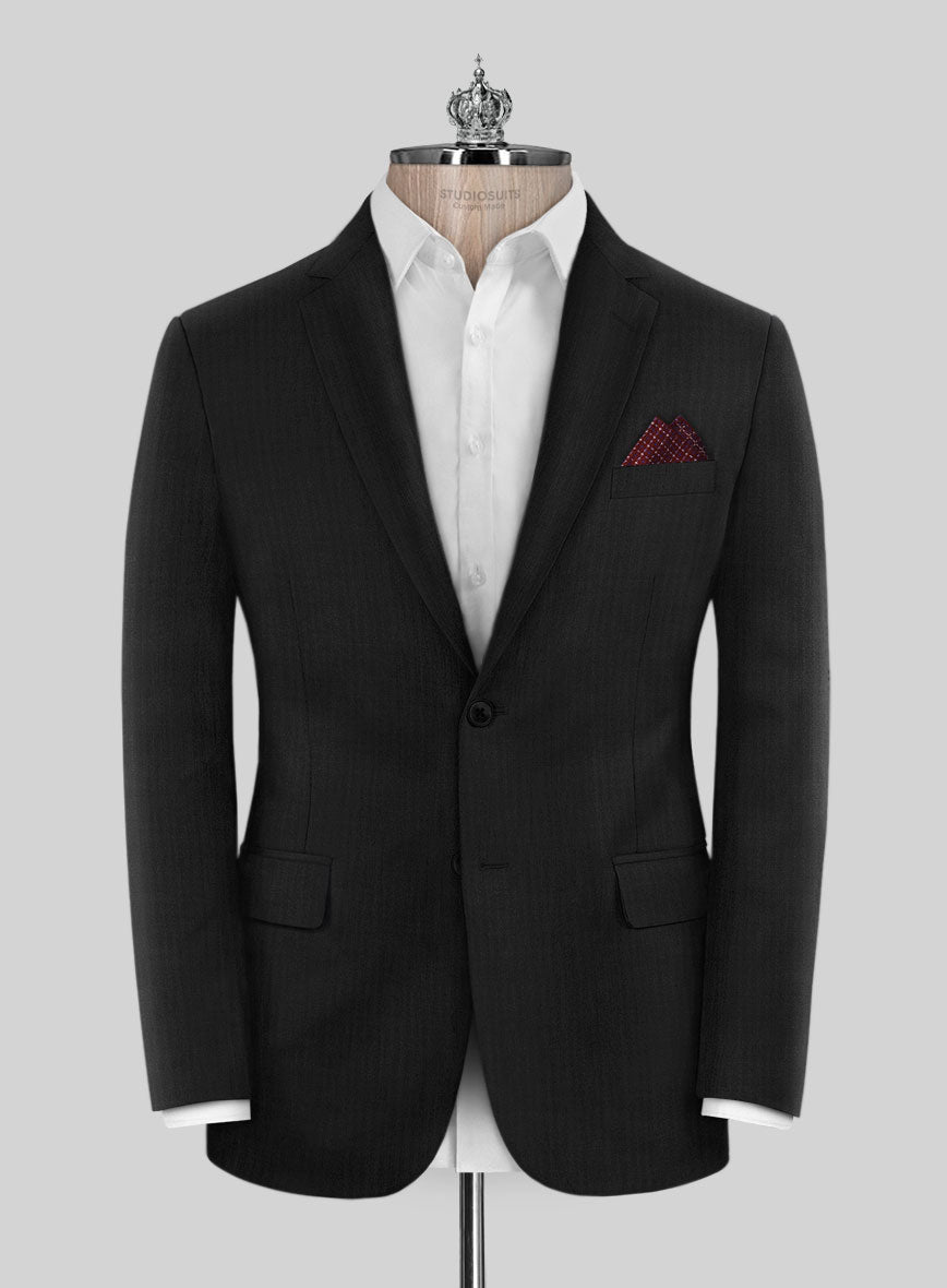 Bristol Black Herringbone Jacket - StudioSuits