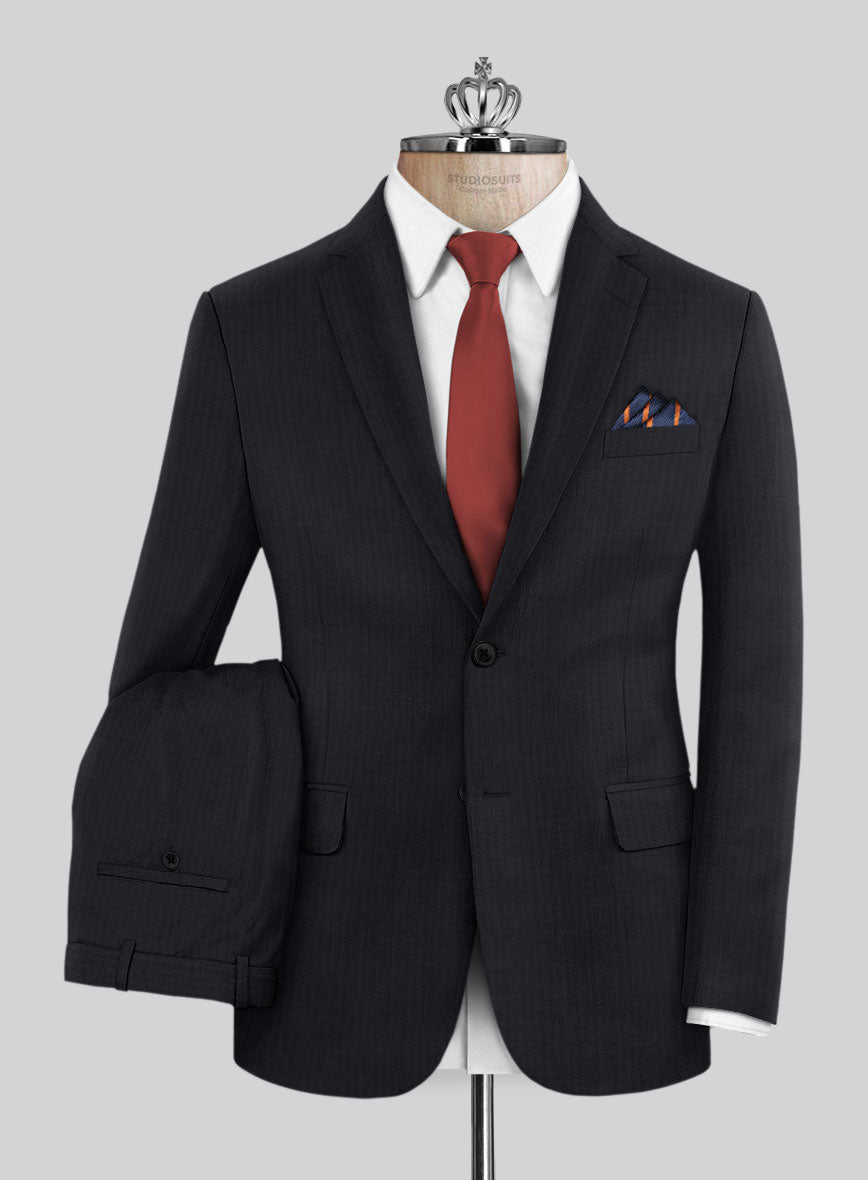 Bristol Midnight Herringbone Suit - StudioSuits