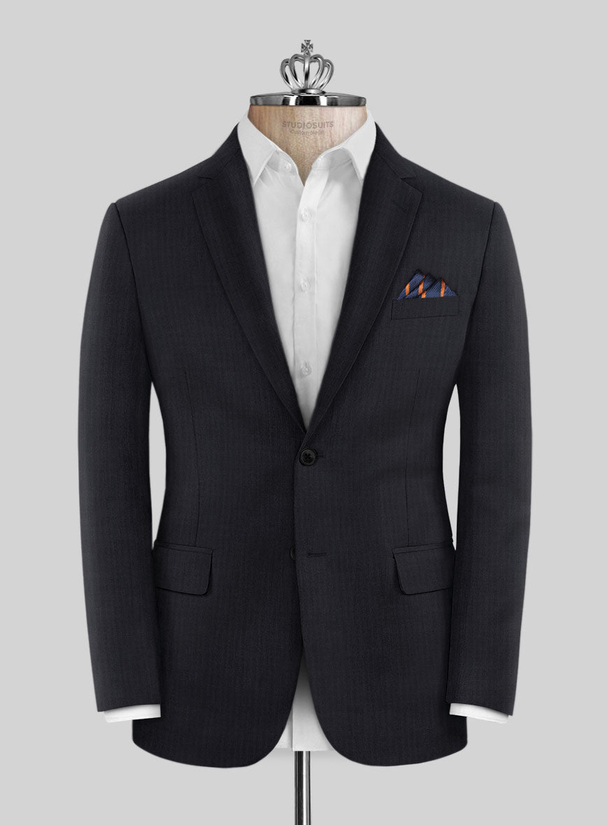 Bristol Midnight Herringbone Suit - StudioSuits