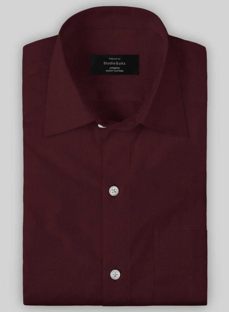 Burgundy herringbone cotton shirt - StudioSuits