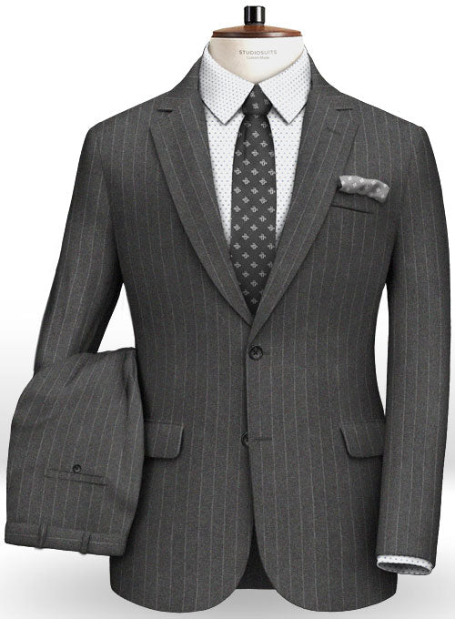 Charcoal Stripe Flannel Wool Suit – StudioSuits