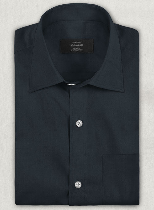 Dark Navy Stretch Twill Shirt - StudioSuits