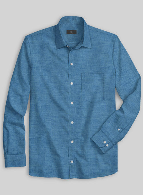 European Phthalo Blue Linen Shirt – StudioSuits