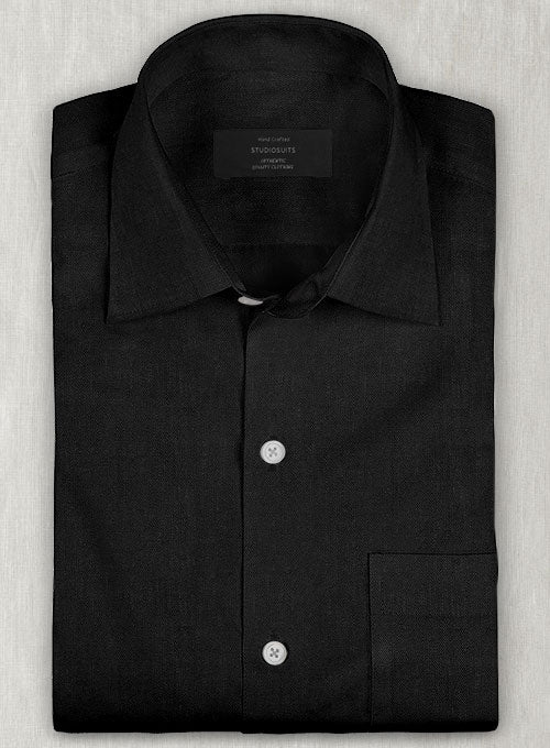 European Black Linen Shirt – StudioSuits