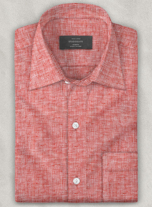 European Red Linen Shirt - StudioSuits