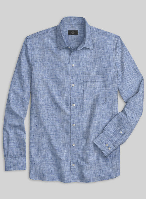 European Smalt Blue Linen Shirt – StudioSuits