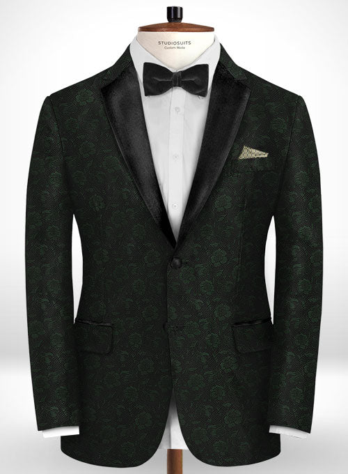 Graffiti Green Black Flower Wool Tuxedo Jacket – StudioSuits
