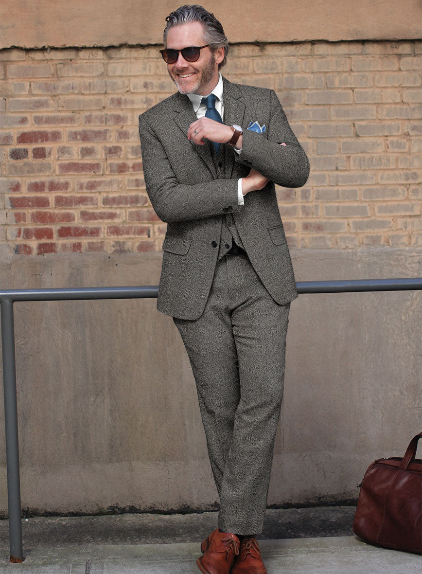 Gray Herringbone Flecks Donegal Tweed Suit – StudioSuits